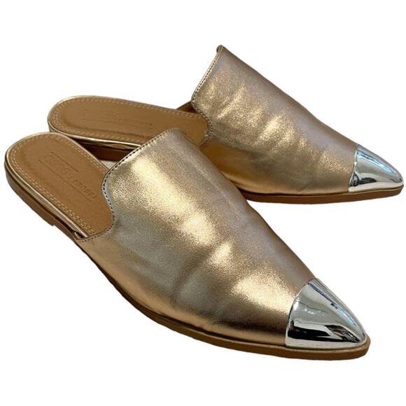 Asos 6 rose gold silver toe cap mules flats pointy toe shoes 6018 - Picture 1 of 11